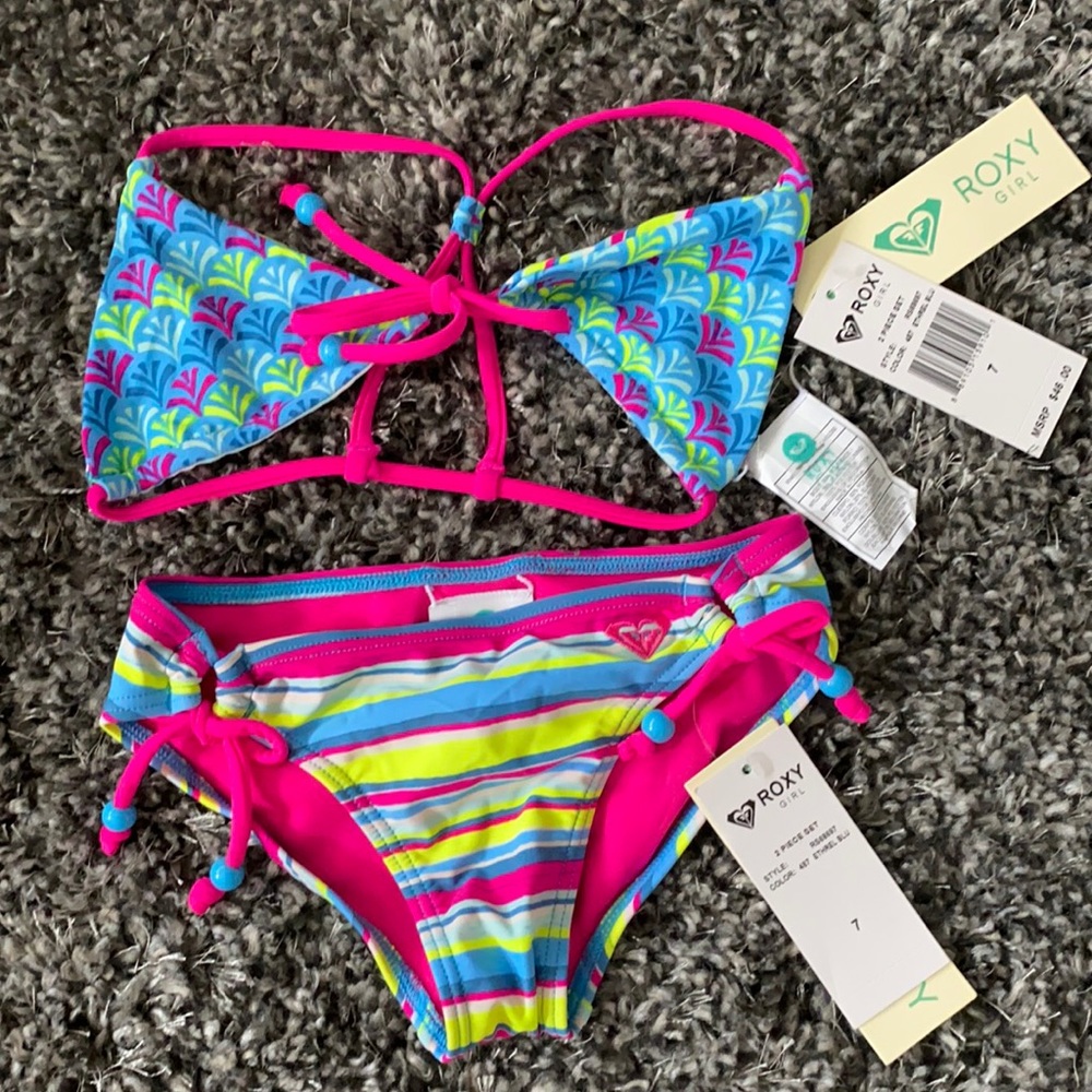 Roxi girl 2 piece set bathing suit size 7